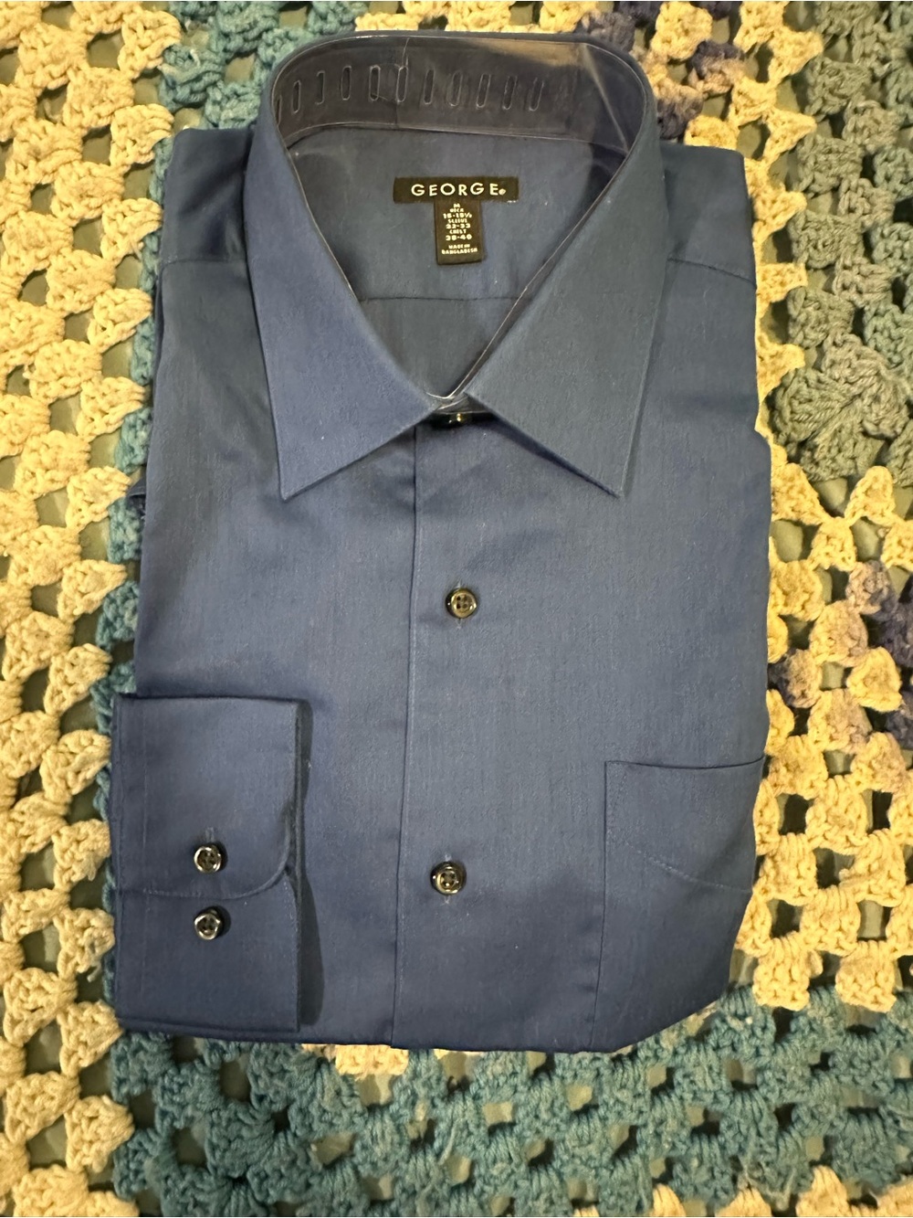 George Men's Dark Blue Dress Shirt - Spread Collar